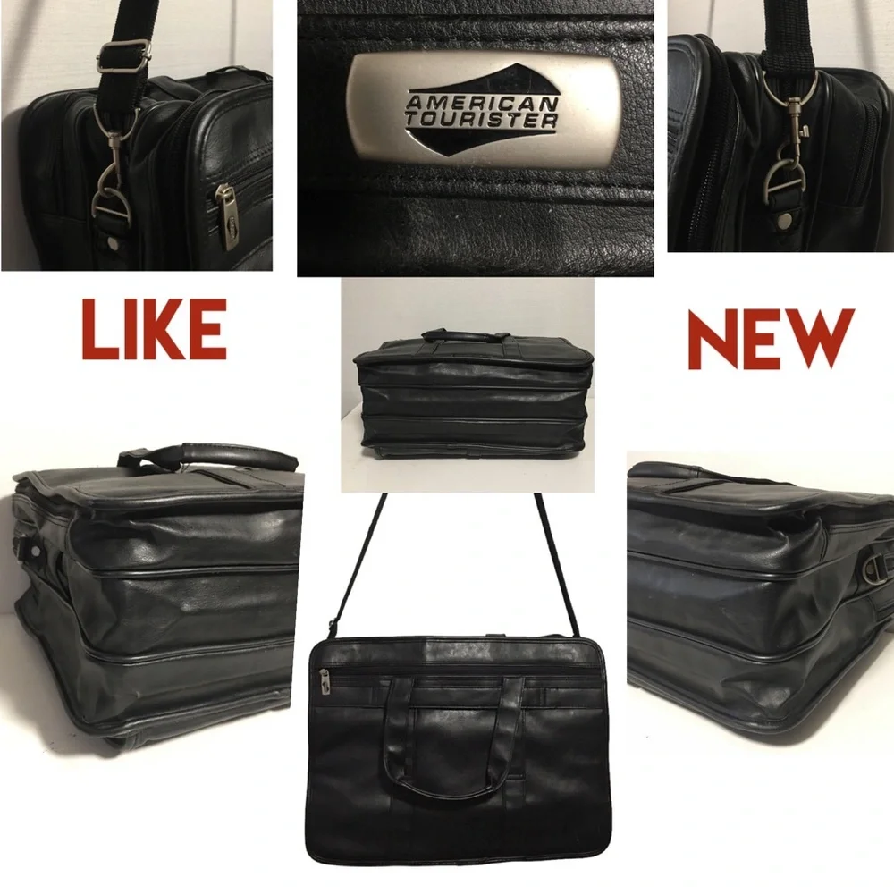 American Tourister Portfolio Laptop Carry on Organizer Briefcase Bag Bla…